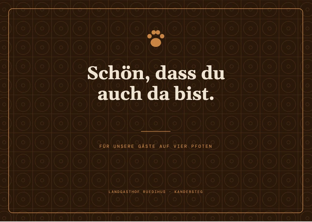 Karte für Gäste mit Hund · Vorderseite