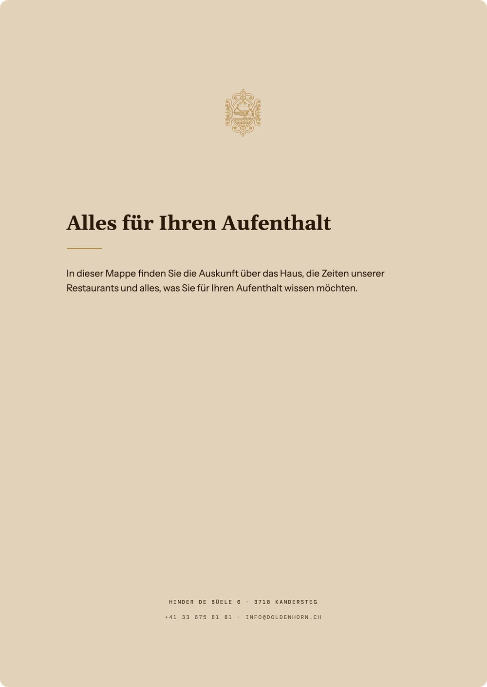 Zimmermappe · Rückseite