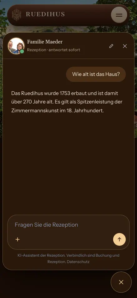 Die Rezeption im Chat am Handy