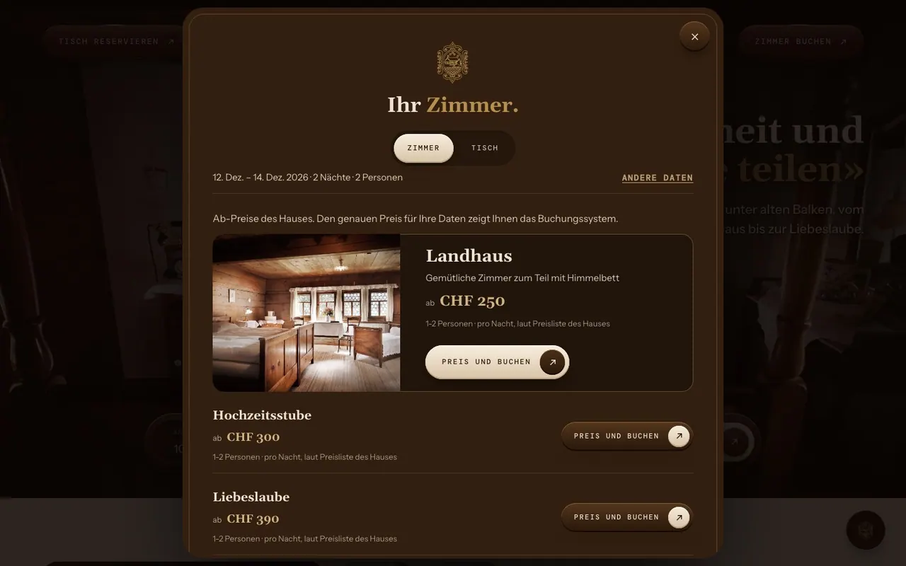 Zimmer mit Tagespreis