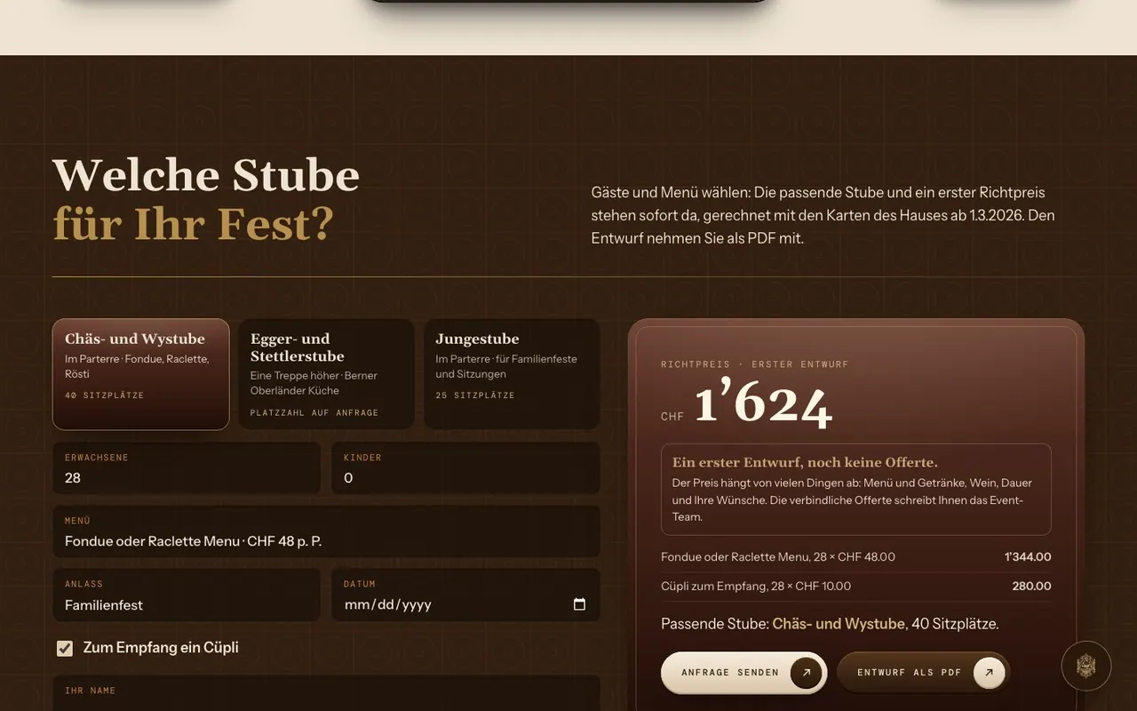 Welche Stube für Ihr Fest?