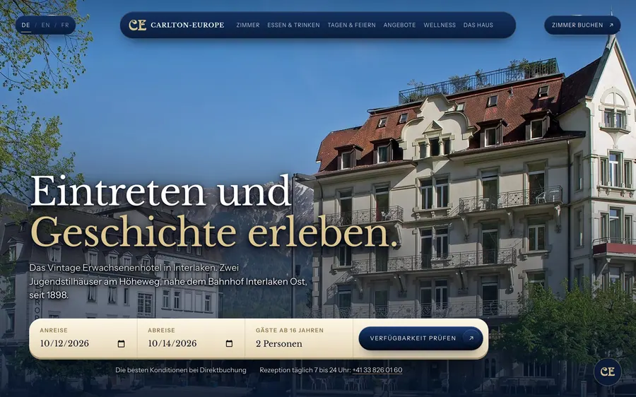 Die Startseite: Carlton-Europe